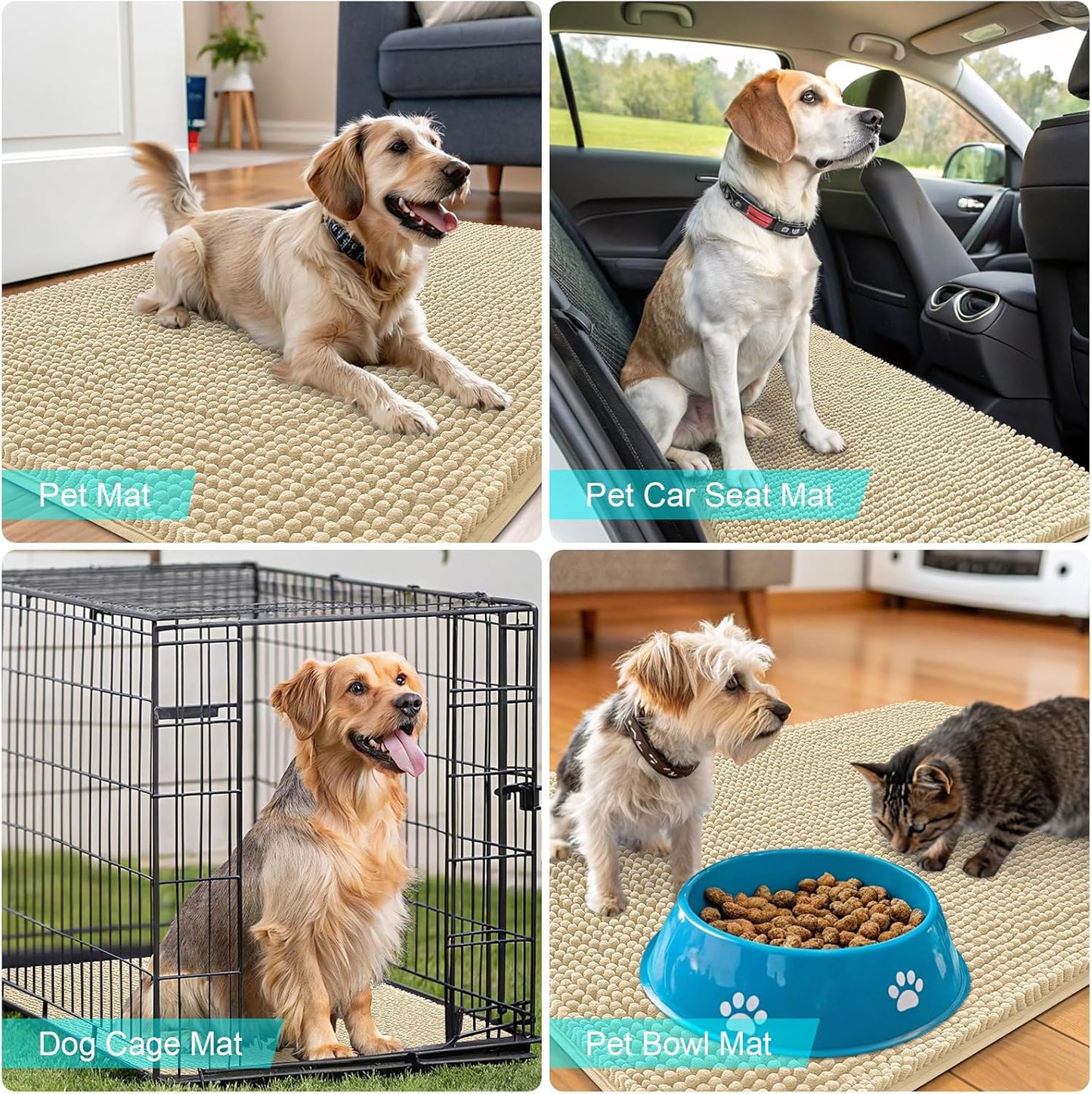 OLANLY Dog Door Mat - Absorbent Non-Slip Washable Chenille Mat for Muddy Paws | 54x24 Inches, Quick Dry