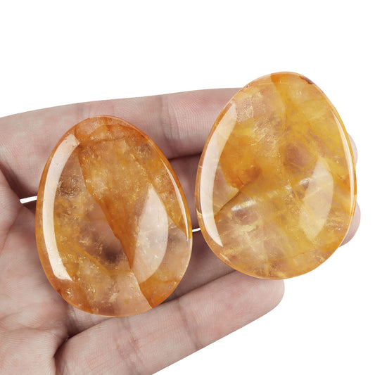 Artistone Citrine Crystal Thumb Worry Stone Hand Carved Healing Crystal Pocket Stone for Meditation Reiki, Water Drop Shaped (Pack of 2 Pieces)