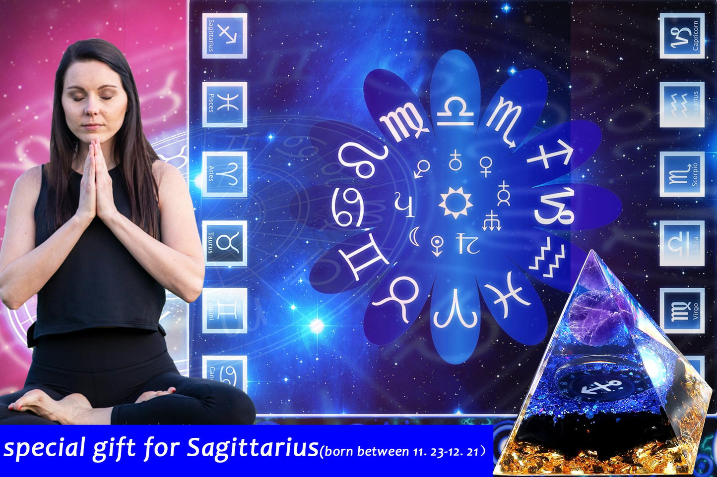 YATOJUZI 12 Zodiac Sagittarius Birthday Gifts for Women Men Obsidian Healing Crystals Natural Crystal Stones Gemstones Orgonite Chakra Reiki Lucky Energy Decor for Office Desk Decorations