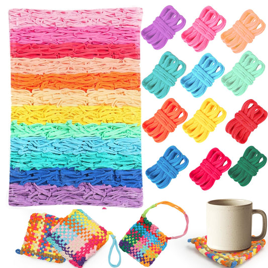 1200 PCS Weaving Loom Loops Potholder 7 inch Durable Nylon DIY Crafts Projects for Kids Adults Rainbow Themed Potholder Weaving Loops Kit Elastic Ideal Gifts for Girls Ages DIY Crafts Supplies