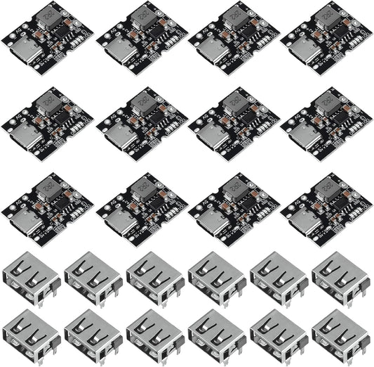ATNSINC 12PCS 5V 2A Type-C USB Boost Converter Step-Up Power Module Mobile Power Bank Accessories with Protection LED