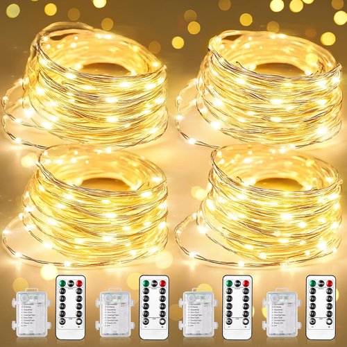 Fairy Lights - 33Ft Battery Operated 100 LED Twinkle Lights with Remote & Timer | Waterproof for DIY Decor