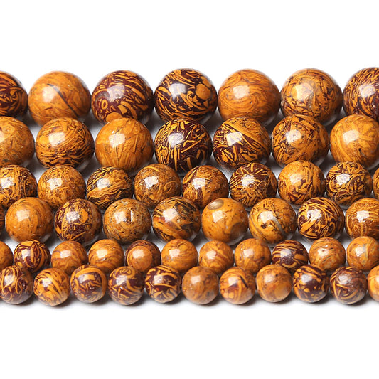 10MM 38PCS Natural Stone Yellow Sunflower Jasper Loose Beads for Jewelry Making DIY Bracelet