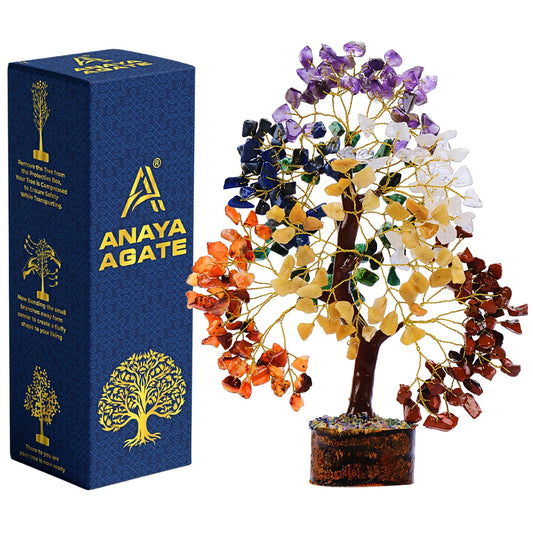ANAYA AGATE 7 Chakra Crystal Tree of Life – Handmade Healing Crystals and Crystals and Healing Stones Money Tree for Home & Office Decor – Feng Shui Spiritual for Women