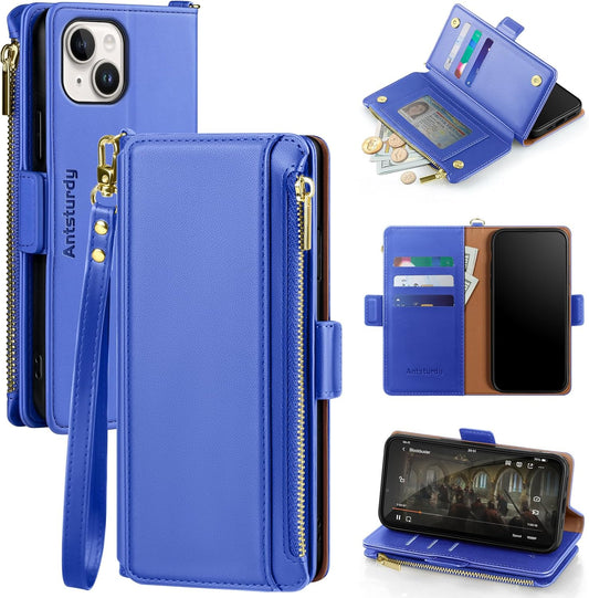 Antsturdy 13 13 6.1,Purple Compatible with iPhone Wallet CaseRFID BlockingPU Leather Phone Case Women Men Flip