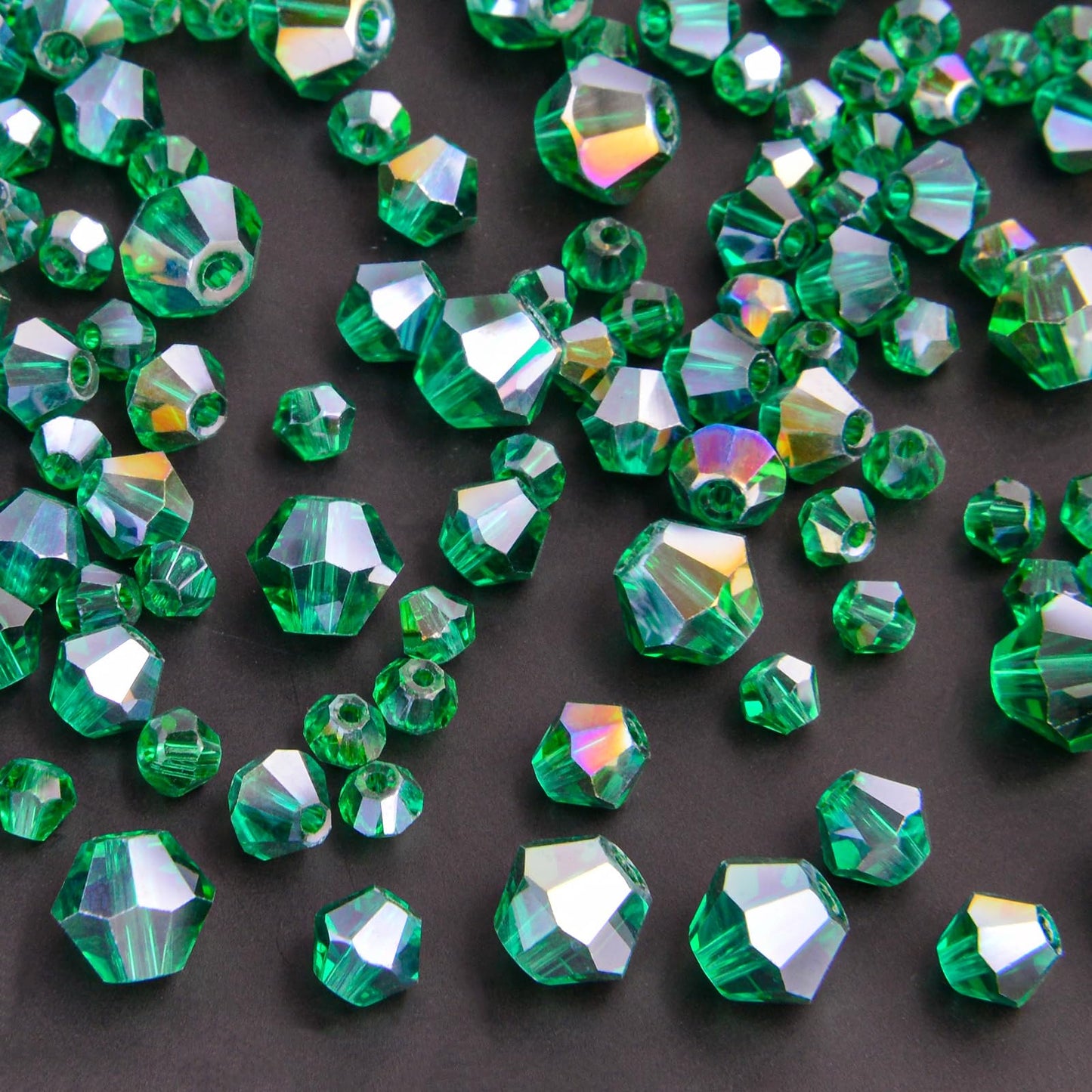 1550PCS Bicone Crystal Glass Beads Set for Jewelry Making, 3mm 4mm 6mm 8mm Sparkling Faceted Beads Sorted by Size for Bracelets, Necklaces, Suncatchers & DIY Crafts(Malachite Green)