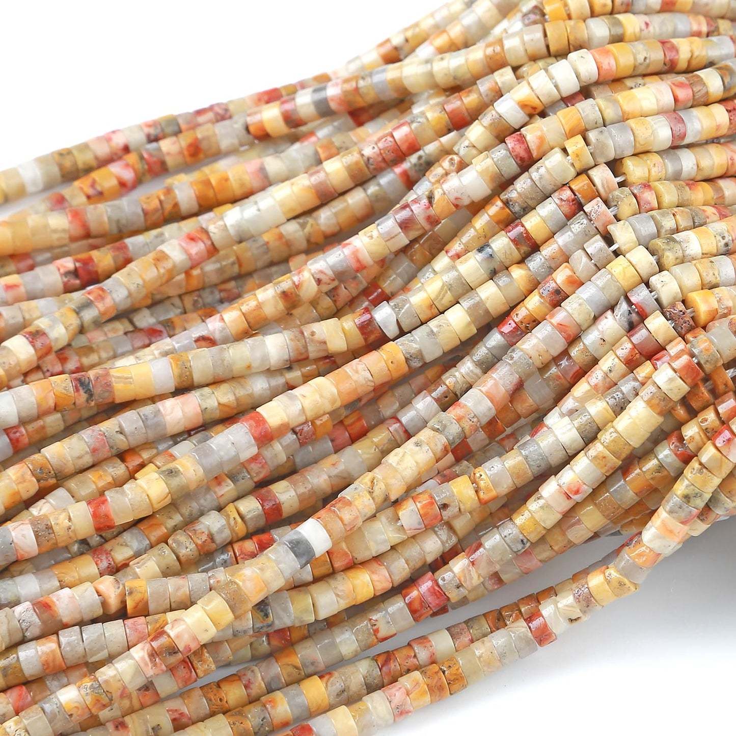 2x4MM 150PCS Crazy Lace Agate Tube Cylinder Rondelle Abacus Disk Spacer Loose Beads for Jewelry Making