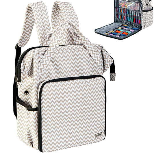 HOMEST Crochet Bag Organizer, Large Capacity Yarn Storage, Knitting Bag for Carrying Projects, Crocheting Hooks, Suppliers, Needles and Accessories, Ripple