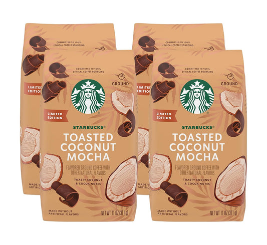Starbucks Ground Coffee - Toasted Coconut Mocha Flavor | 11 oz Pack of 4