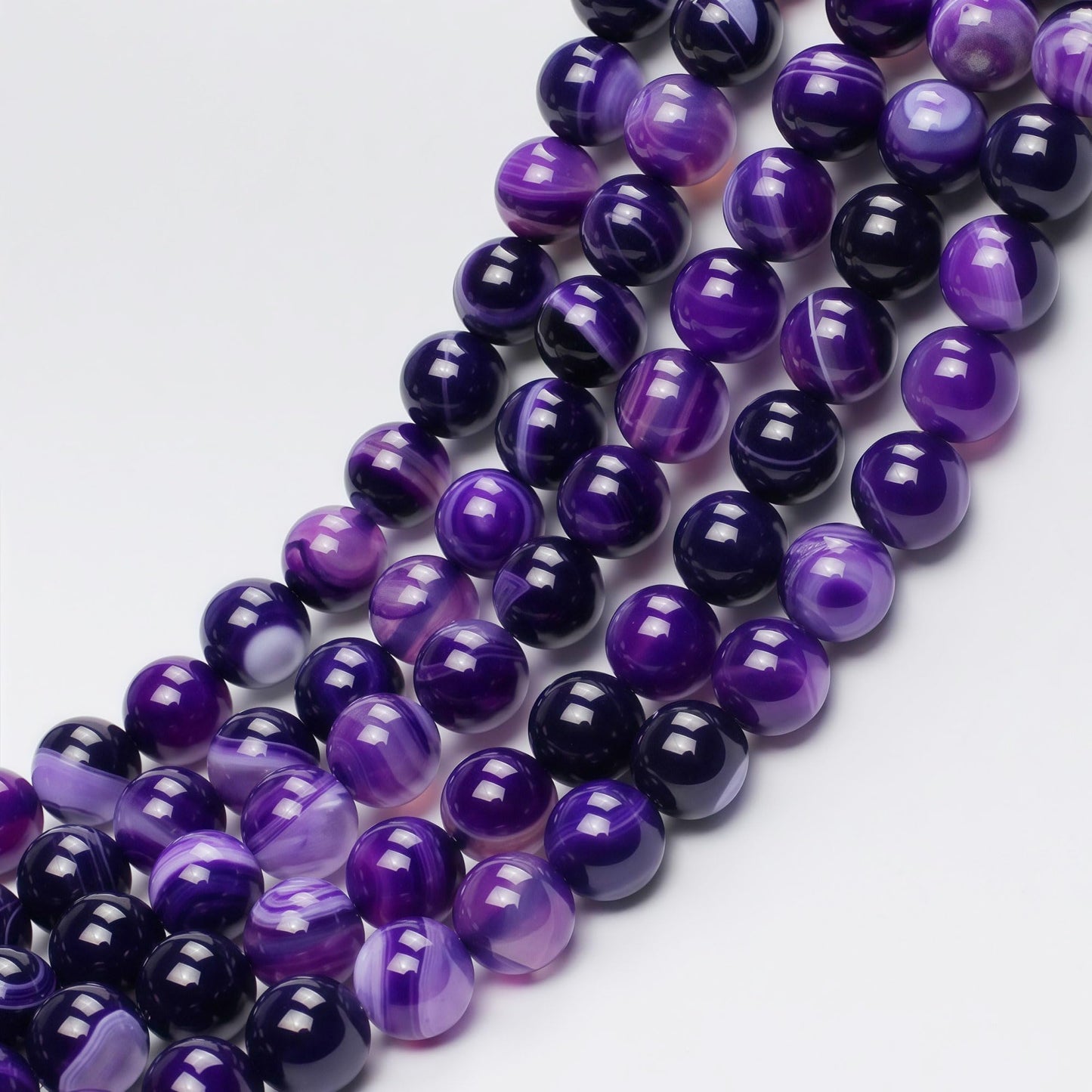 MJDCB Natural Stone Beads Purple Striped Agate Round Loose Beads for Jewelry Making DIY Bracelet Necklace (8mm)