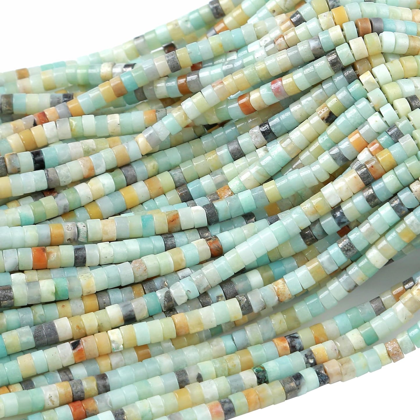 2x4MM 150PCS Amazonite Tube Cylinder Rondelle Abacus Disk Spacer Loose Beads for Jewelry Making