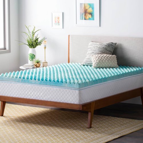 Linenspa Gel Memory Foam Mattress Topper - Reversible Egg Crate Design for Comfort - Twin Size