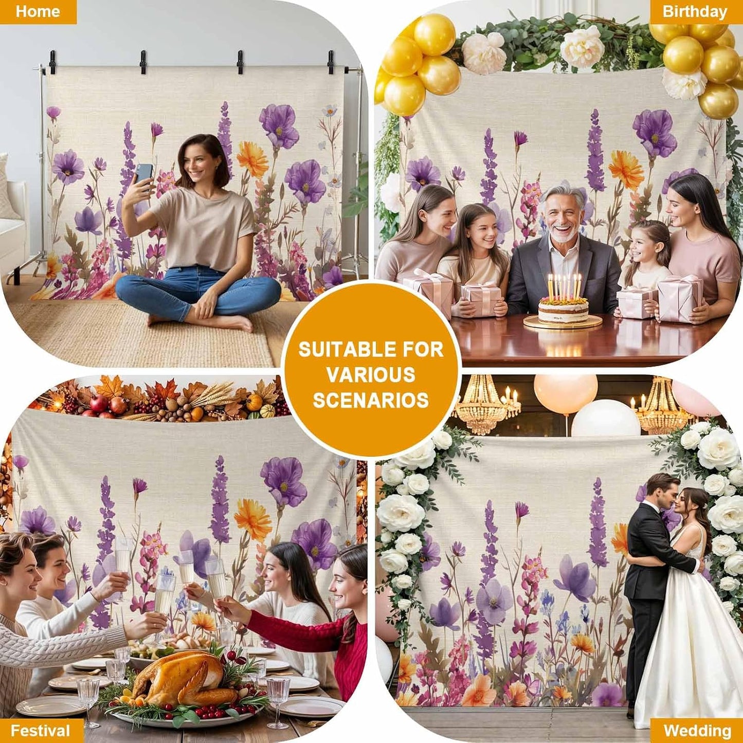 Vyrn Klynt Country Decor,10x8ft Flower Purple Lavender Plant Photography Backdrop for Portrait Photo,Photoshoot