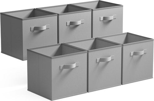 GRANNY SAYS Cube Storage Bins - 13x13 Fabric Storage Cubes for Organized Shelving | Gray, 6-Pack