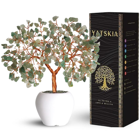 YATSKIA Green Aventurine Crystal Tree, Crystals and Stones, Gem Tree, Healing Gemstones and Crystals Home Decor, Meditation Decor, Spiritual Gifts for Women, Good Luck Gift