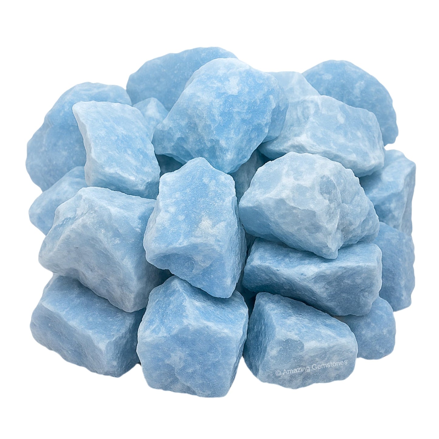 Amazing Gemstone Blue Calcite Crystal for Sleep Raw Crystals and Healing Stones, Natural Rocks for Tumbling - DIY Raw Stones and Crystals, 2 Pieces