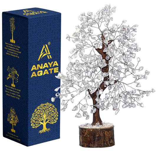 ANAYA AGATE Clear Quartz Crystal Trees for Home Decor, Office Desk Decor, Chakra Healing Crystals & Stone for Positive Energy, Money, Good Luck, Tree of Life Spiritual for Women & Mom
