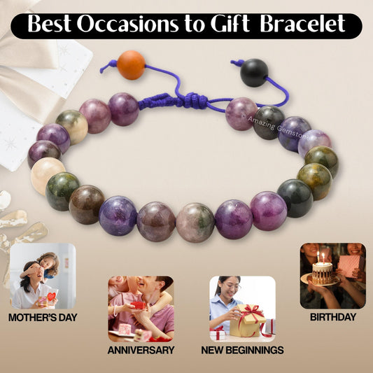 Amazing Gemstone Multi Tourmaline Bracelet for Women Men's Gifts - Protection Healing Crystal Bracelet - 8mm Gemstones Beaded Adjustable Bracelet Pulseras Para Hombres Mujer Stocking Stuffers