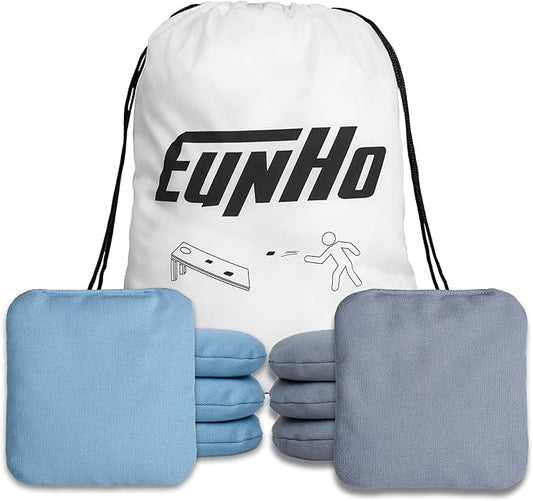 EunHo Cornhole Bags Set of 8 Regulation Size & Weight Corn Hole Bean Bags Official Professional All Weather for Tossing Game with Carry Case