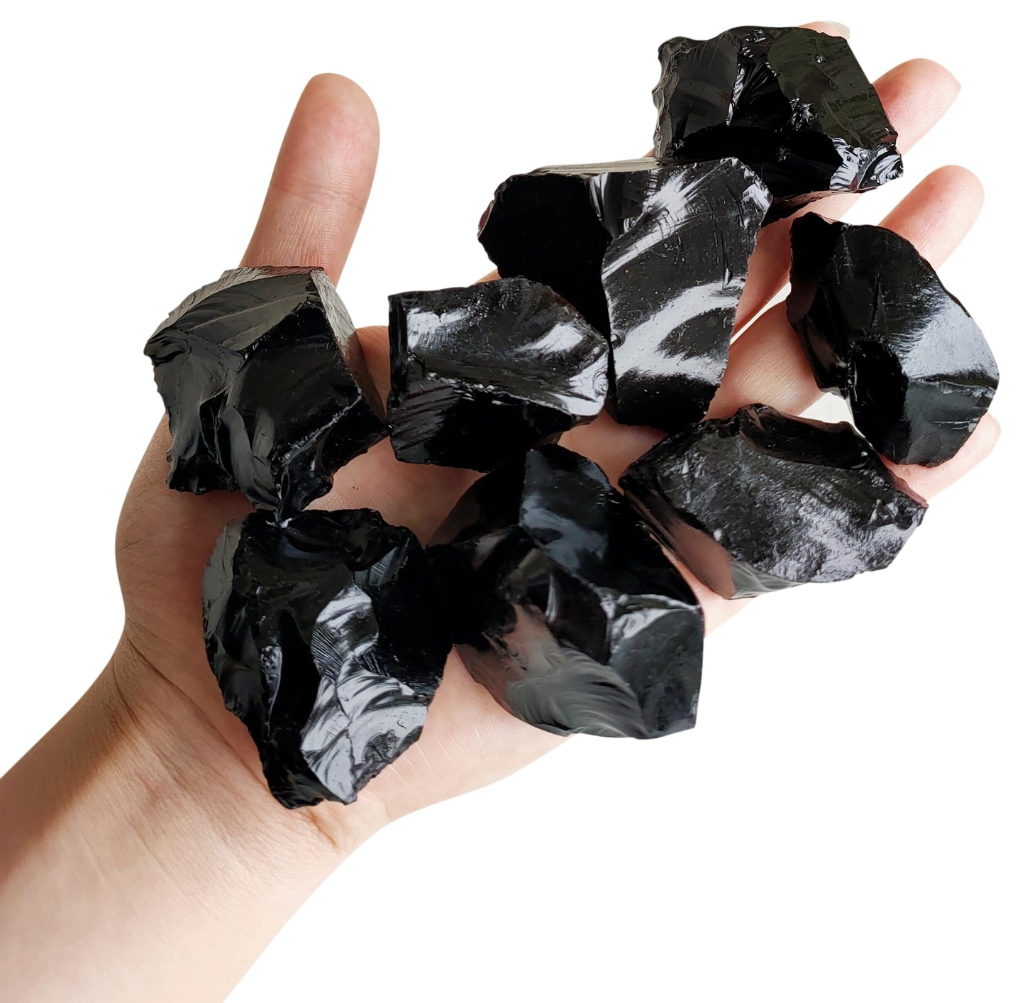 1 lb Rough Crystals Bulk Raw Black Obsidian Quartz Healing Stones for Tumbling, Wire Wrapping, Wicca Reiki,Meditation and Home Decor
