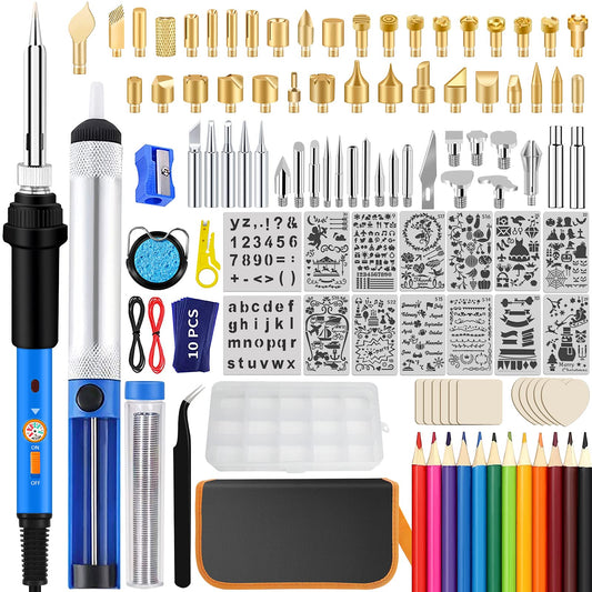 116pcs Wood Burning Kit, Professional Wood Burning Tool with Soldering, DIY Creative Tools Adjustable Temperature 220~480℃ Wood Burner Soldering Pen for Carving/Pyrography, Fathers Day gift