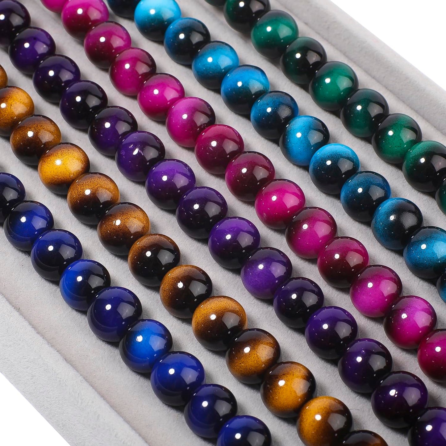 Song Xi 28PCS 12mm Rose Pink Tiger Eye Gemstone Beads for Jewelry Making, Round Smooth Glass Beads for DIY Bracelet Necklace Earring Keychain, Arts and Crafts, for Christmas Wedding Birthday