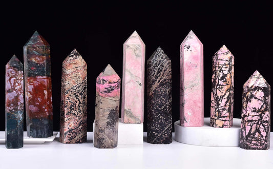 Rhodonite Stone Tower Obelisk Healing Crystal Stone Wand Natural Reiki Meditation Gifts 1.7-2.2 LBS