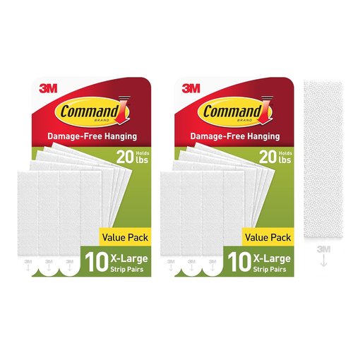 Command 20 lb Heavyweight Picture Hanging Strips - 20 Pairs, Damage-Free Home Decor Hangers, White Adhesive