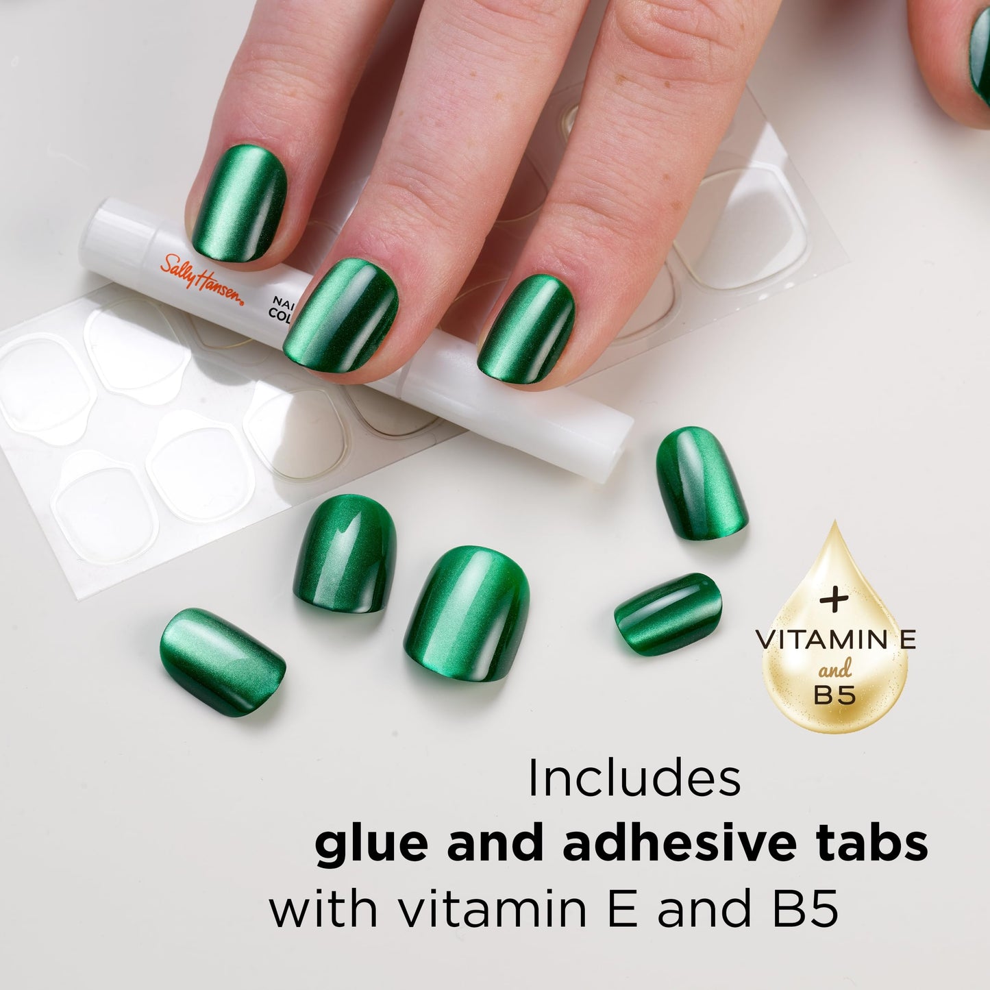 Sally Hansen Salon Effects Perfect Press-On Nails | Almond Shape | Easy to Apply, Non-Damaging| 30 Nails, Nail Glue, Adhesive Tabs, File| Needing Space