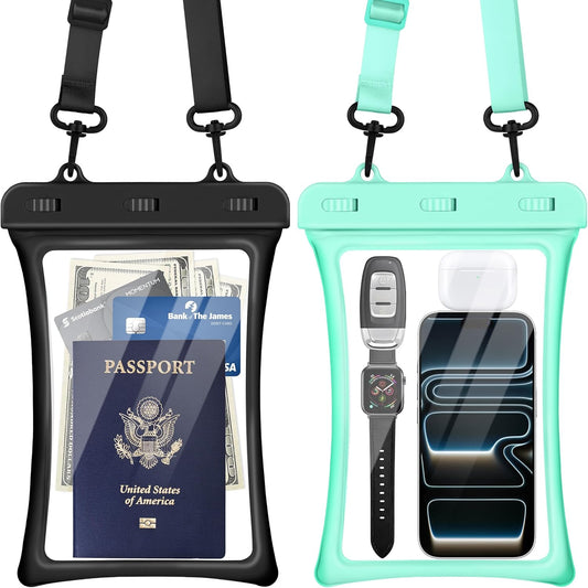 CACOE IPX8 2 Pack-Up 10.0",Adjustable [Floatable Floating Universal Waterproof Phone case to Lanyard Phone