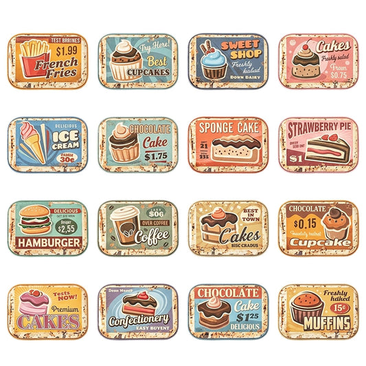 16 Pcs Mini Vintage Metal Tin Rectangular Organizer Storage Box with Lid for Art Crafts Candies Party Favor (#52)