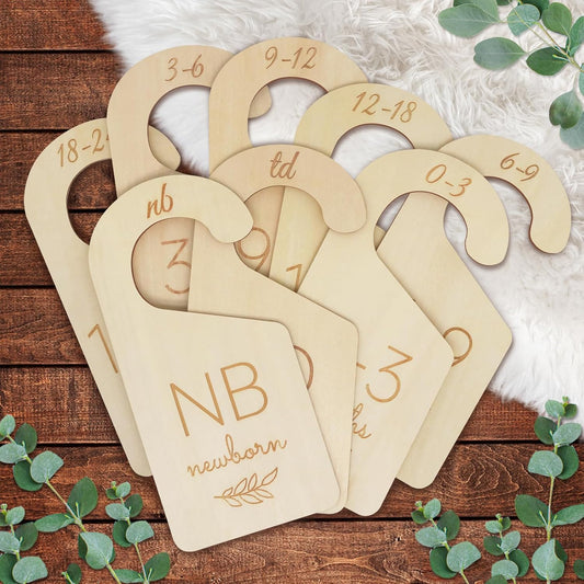 Baby Closet Dividers - Wooden Size Organizers for Newborn to Toddler Clothes | Double-Sided Gender Neutral