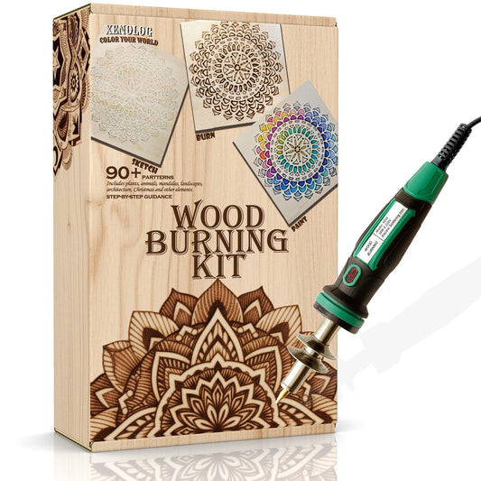 Xenolog Deluxe Wood Burning kit - Ultimate Bundle with Pen, Stand, Tips, Watercolor, Stencils, Graphite Paper, plaques - Beginner-Friendly Gift for Teens, DIY for Anyone into Wood Burning.