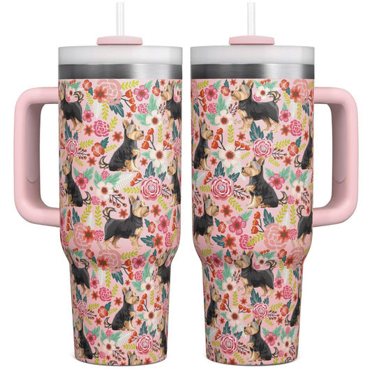 Yorkie Gifts for Women - 30 Oz Yorkie Tumbler with Handle and Straw - Yorkie Travel Cup for Yorkie Lovers - Yorkie Coffee Mug for Owner Gifts - Yorkie Water Bottle Dog Lovers