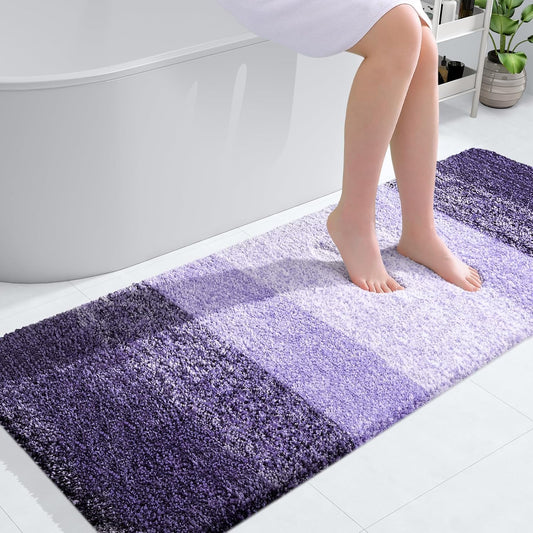 OLANLY Large Bathroom Rug Mat - Extra Soft Microfiber, Quick Dry & Machine Washable | 54x24, Violet
