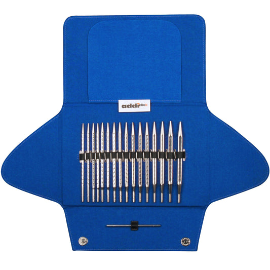 skacel by addi addiClick Interchangeable Knitting Needles Set, Circular Needle Kit with Standard Rocket 2 (Squared) Plated Brass Tips and Nylon Cords