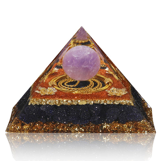 Hopeseed Orgone Crystal Pyramid Orgonite Amethyst&Blue Sandstone Stones Healing Crystals Pyramid for Positive Energ Reduce Stress Chakra Meditation Attracts Lucky and Success Spiritual Gifts