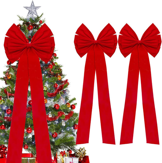 Regine Switzerland Christmas Bows - Large 18âx35â Red Velvet Car & Tree Bow Topper | 2 Pack for Festive Decor
