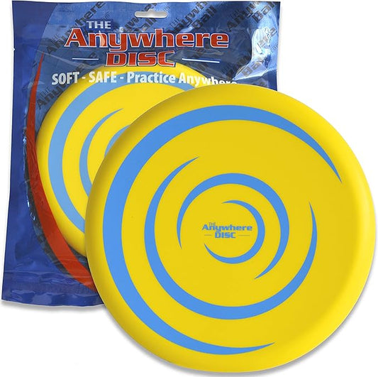 Anywhere Kids Foam Flying Disc | Durable Design Floats On Water | Super Soft for Indoor and Outdoor Use | Perfect for Beach, Camping, Pool Games and Splash Pad Summer Fun | Easy to Catch | 8” Yellow