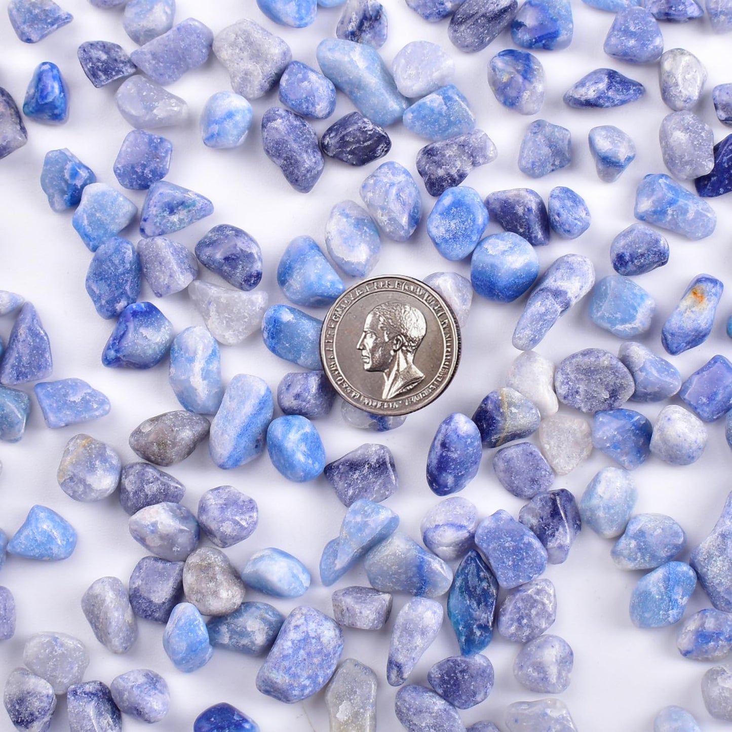 SigMntun Polished Blue Aventurine Crystal Chips 200 Pcs - 0.3" 10 oz Tumbled Stone Chips Crushed Sea Glass Stones Healing Reiki Crystal Making Home Decoration