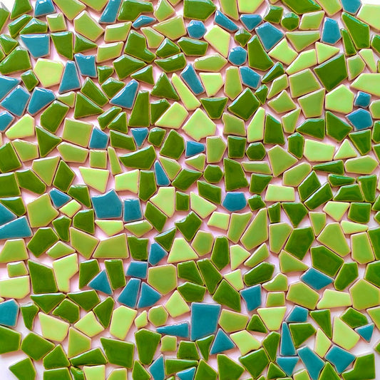 AONUOAO Irregular Ceramic Mosaic Tiles for Crafts, Green Mosaic Tiles for Crafts Bulk, Mosaic Pieces for Crafts, Mosaic Making, Decoration, and More