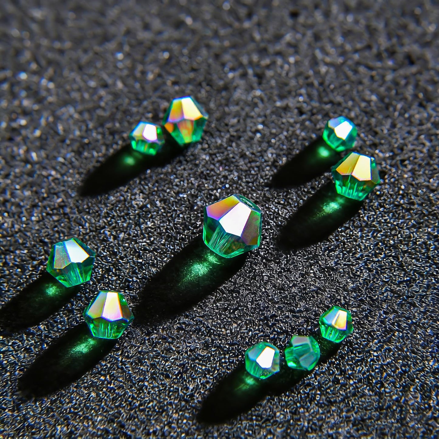 1550PCS Bicone Crystal Glass Beads Set for Jewelry Making, 3mm 4mm 6mm 8mm Sparkling Faceted Beads Sorted by Size for Bracelets, Necklaces, Suncatchers & DIY Crafts(Malachite Green)