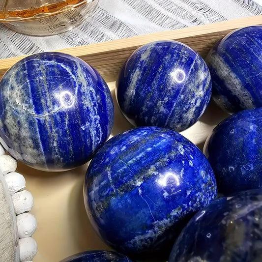 6-7CM/2.36-2.76inch Natural Crystal Spheres Lapis Lazuli Polished Divination Ball Decorative Sphere Reiki Healing Crystals Ball Healing Stone Crafts(Lapis Lazuli, 60-70mm)