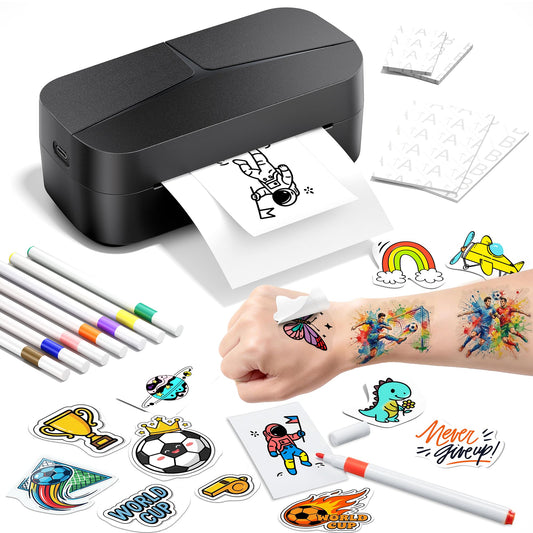 Phomemo TK32 Colorful Temporary Tattoo Maker Kit - Easy Custom Tattoo in a Minute| Complete Set with 8 Markers & 50 Papers & Tattoo Printer| Perfect for Parties|Gifts for Kids & Adults| Creative Fun