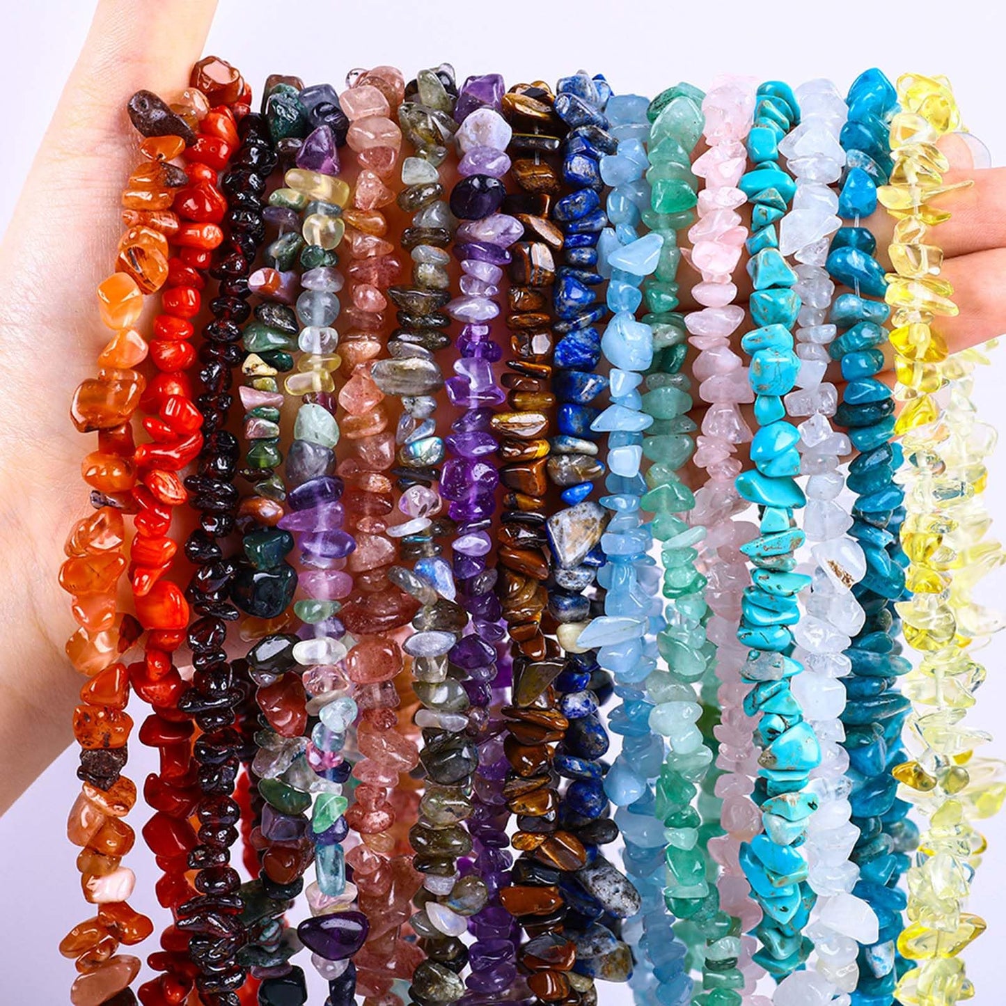 200pcs Natural Chip Stone Beads Gemstone Healing Crystal Loose Rocks Bead Irregular Glass Seed Charm Beads Drilled DIY for Jewelry Bracelet Necklace Earrings Making Crafting Supplies (Red, 5-8mm)