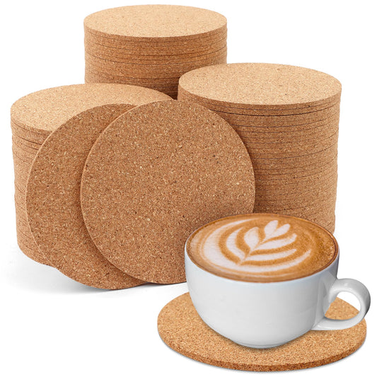 100 Pcs Cork Coasters for Drinks 4 Inch Absorbent Corkboards Blank Heat Resistant Round Cork Coaster Bulk Tea or Coffee Wooden Thick Bar Coaster Set for Drink Wine Glass Mug Coffee Cup DIY Crafts