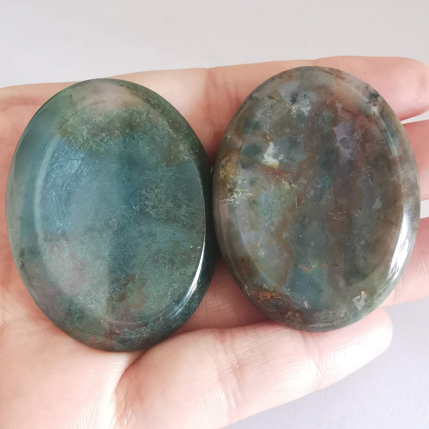 Loveliome Indian Agate Thumb Worry Stone, Stress Relax Healing Reiki Crystal Pocket Palm Stones,Pack of 2