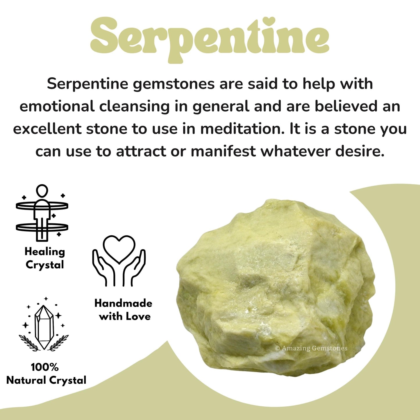 Amazing Gemstone Serpentine Raw Crystals and Healing Stones, Natural Rocks for Tumbling and DIY Raw Stones and Crystals (1 lb)