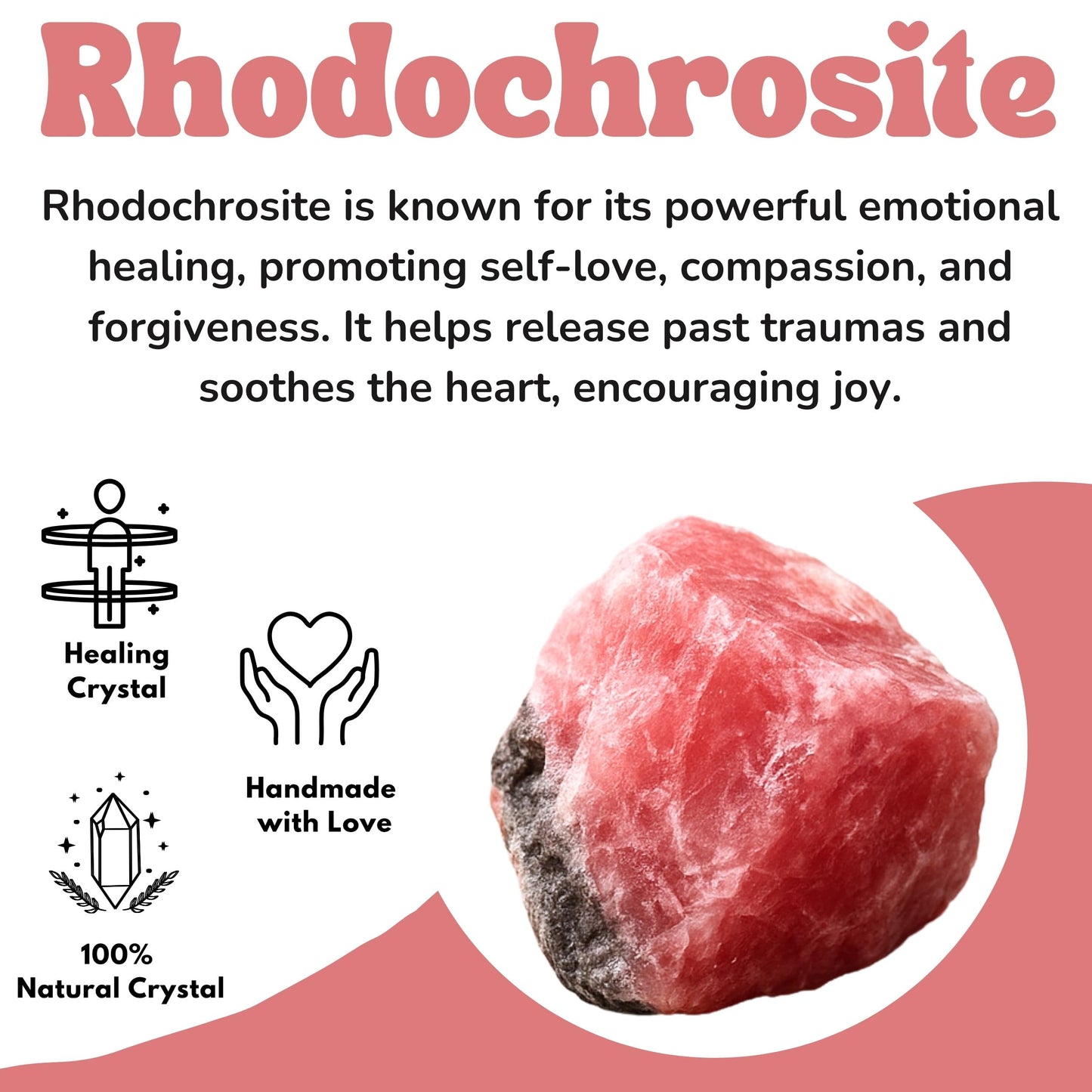 Amazing Gemstone Rhodochrosite Raw Crystals and Healing Stones, Natural Rocks for Tumbling - DIY Raw Stones and Crystals (2 Pieces)
