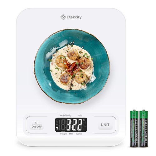 Etekcity Digital Food Kitchen Scale - Accurate Grams & Ounces Measurement for Cooking & Meal Prep | Medium White